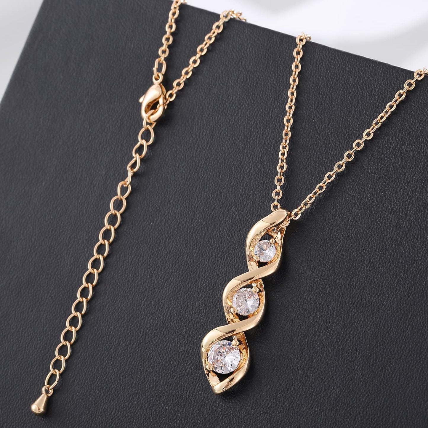 Three-Stone Swirl Pendant Necklace