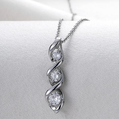 Three-Stone Swirl Pendant Necklace