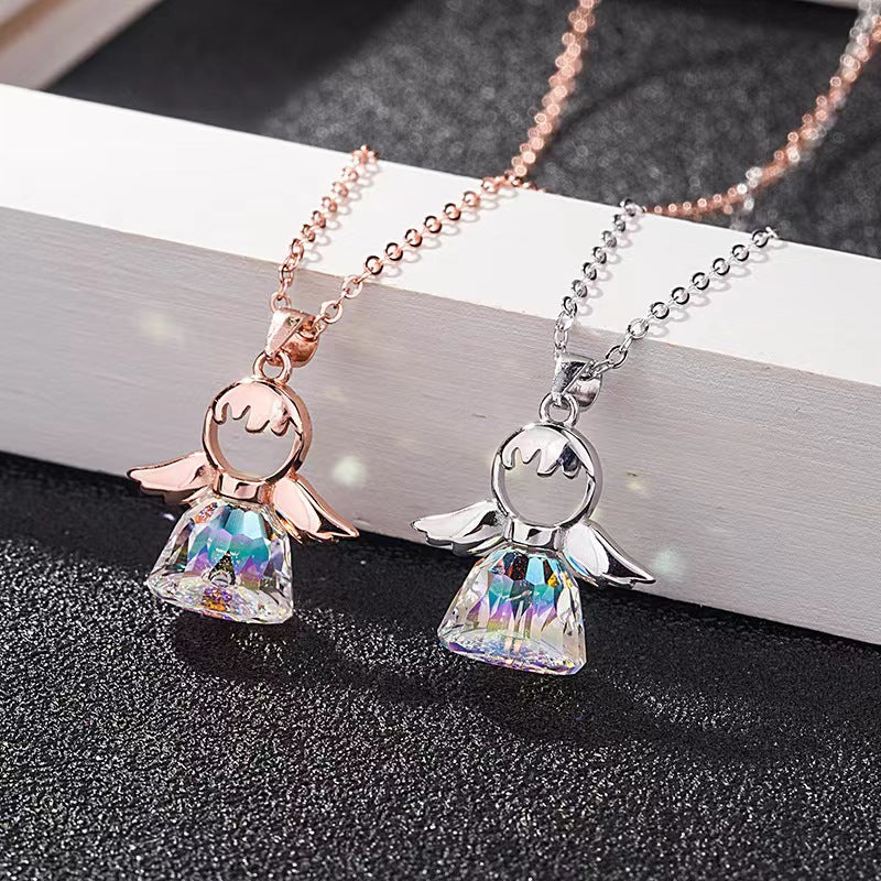 luxury swarovski crystal angel pendant