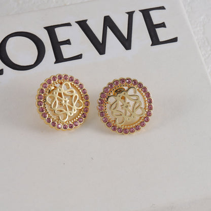 Loewe diamond round openwork pendant necklace, bracelet, earrings