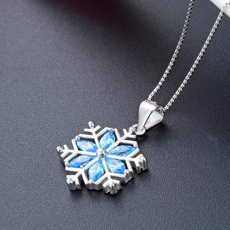 blue diamond snowflake necklace silver