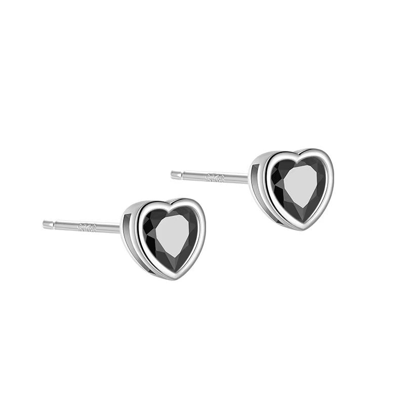 black heart diamond stud earrings 