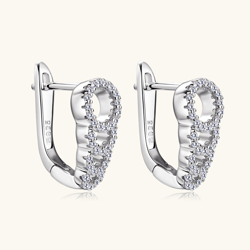 Silver Abstract Moissanite Hoop Earrings