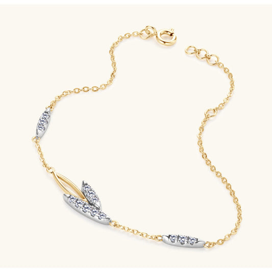 Sparkling Moissanite Leaf Design Bracelet

