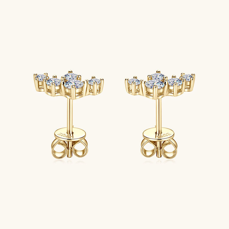 Sparkling Moissanite Geometric Flower Studs

