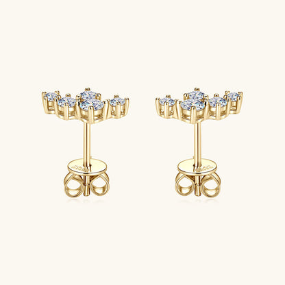 Sparkling Moissanite Geometric Flower Studs

