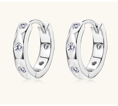 Silver Moissanite Everyday Hoop Earrings