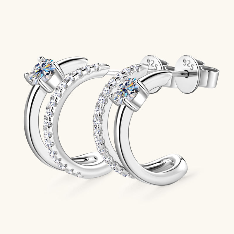 Elegant Double Loop Moissanite Hoop Earrings

