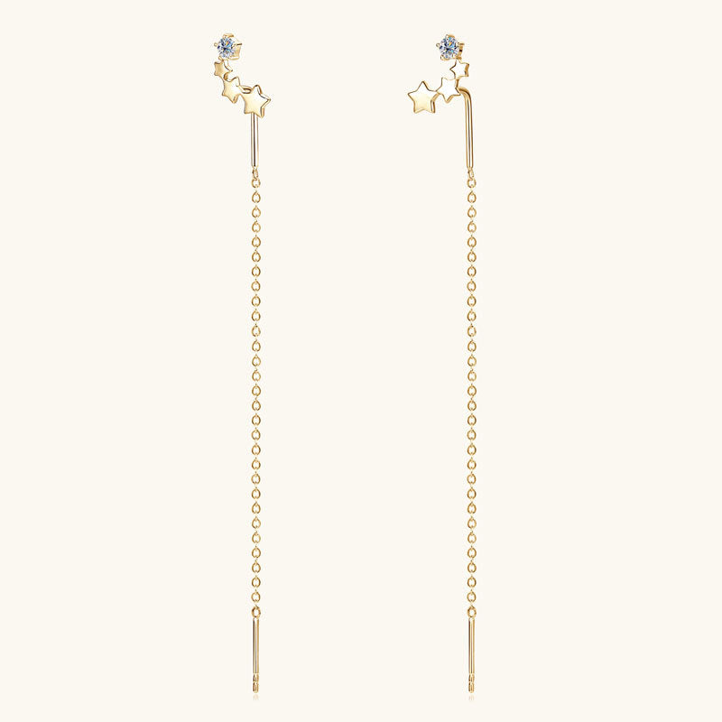 Star & Chain Moissanite Drop Earrings

