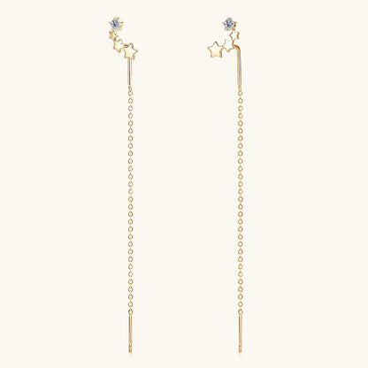 Star & Chain Moissanite Drop Earrings

