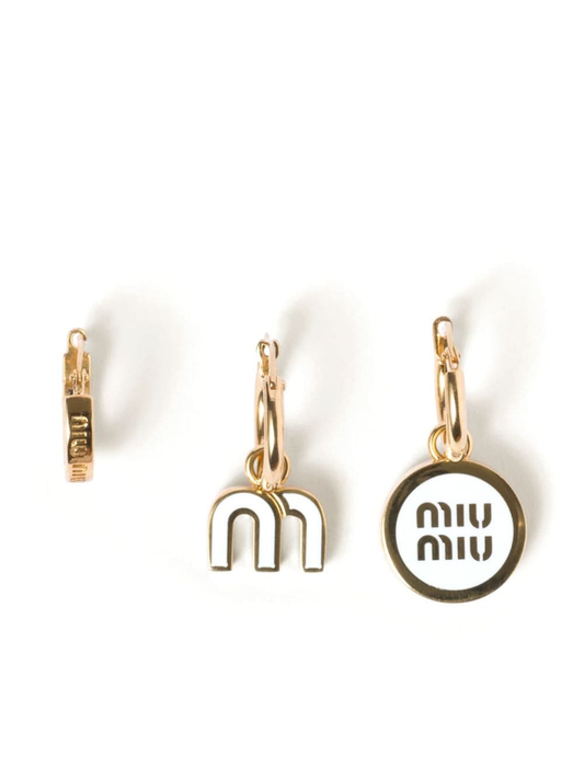 Miu Miu Enamel Asymmetrical Three-Piece Metal Earring Set