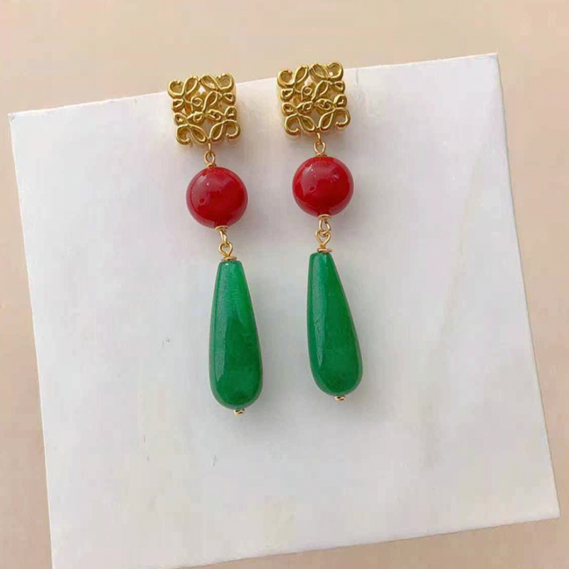 LOEWE Vintage Tassel Teardrop Agate Earrings
