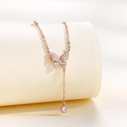 full diamond butterfly fine necklace