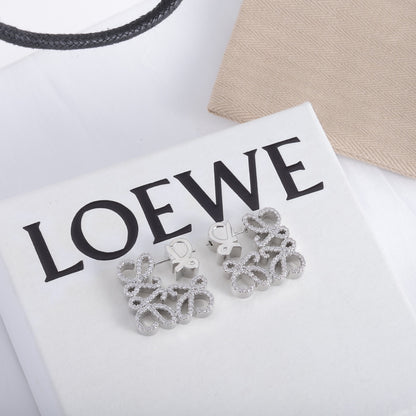 LOEWE Diamond Cutout Logo Metal Stud Earrings Bracelet Necklace