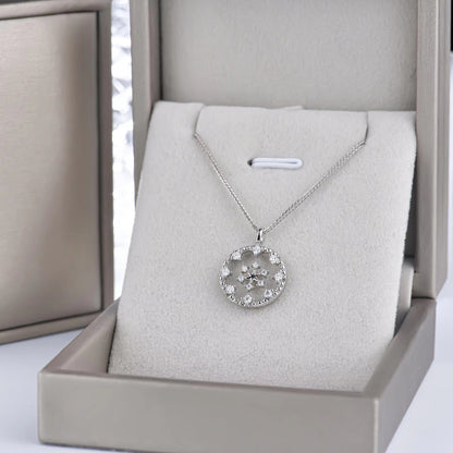 circle star diamonds necklace silver