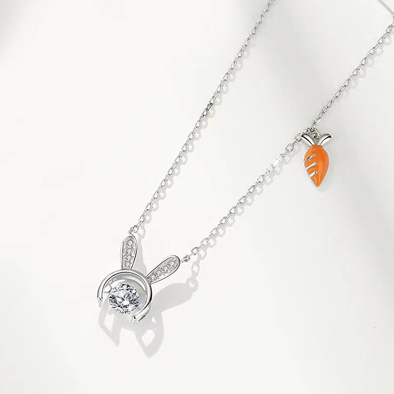 diamond bunny ear pendant silver 