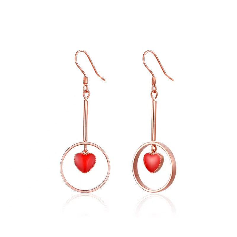 red heart hook earrings 