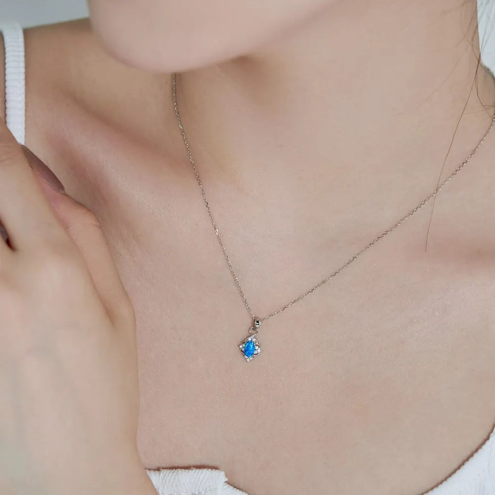 Tiny Opal Pendant Necklaces for girl