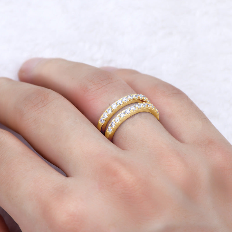 Brilliant Cut Moissanite Double Row Ring


