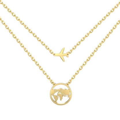Traveler's Globe Double Chain Necklace

