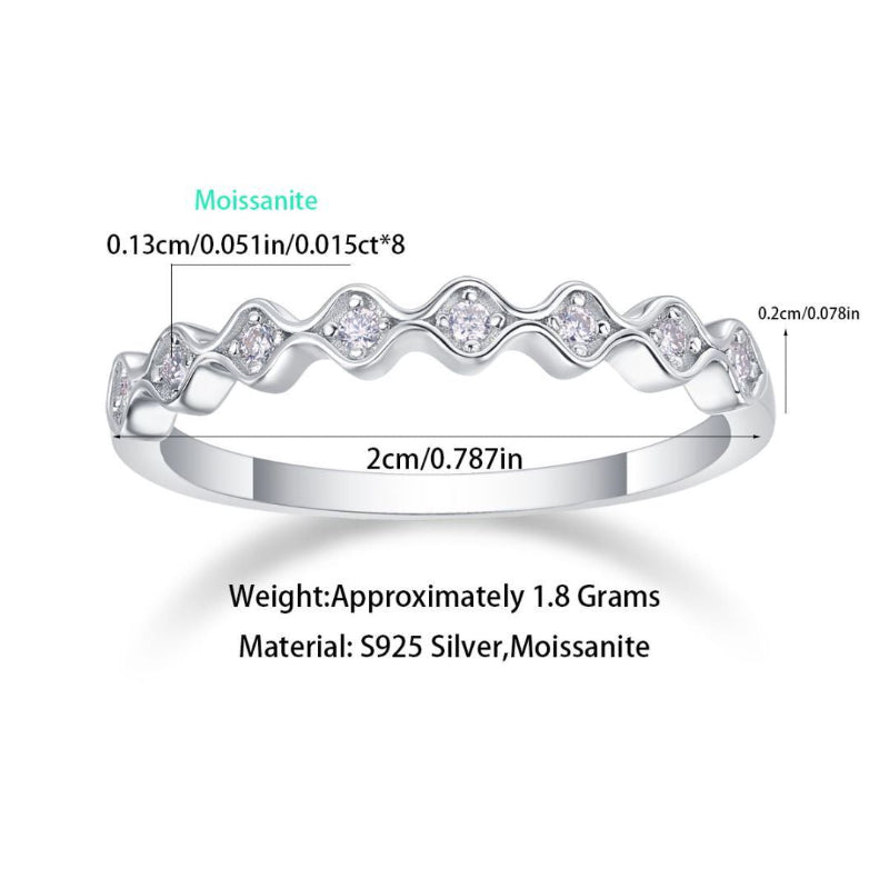 2cm Long Moissanite Wave Band

