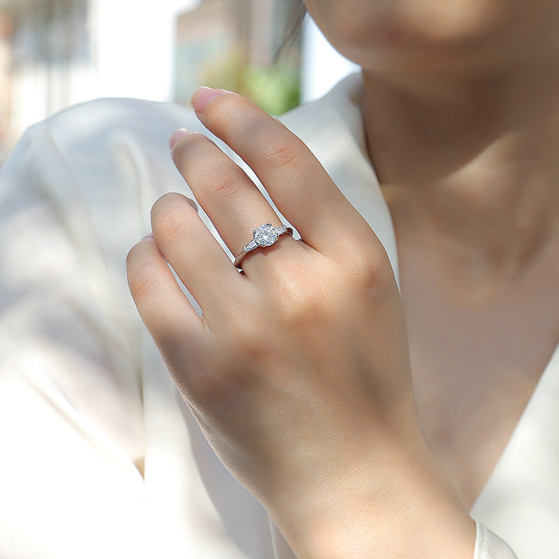 Classic Moissanite Promise Ring with Side Stones

