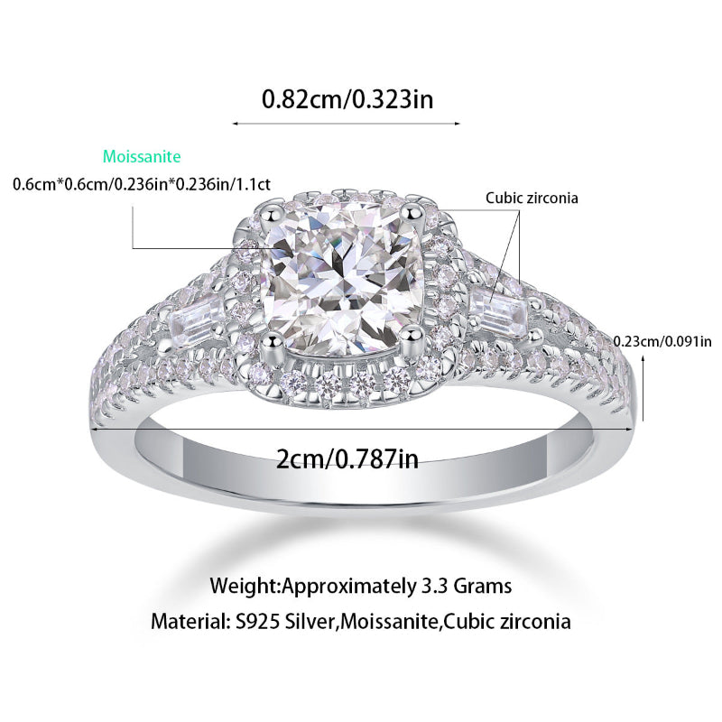 1.1 CT Moissanite and Cubic Zirconia Ring

