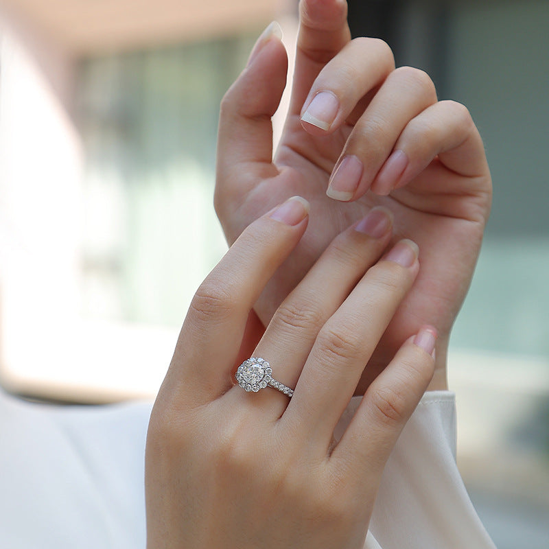 Brilliant Cut Moissanite and Cubic Zirconia Ring

