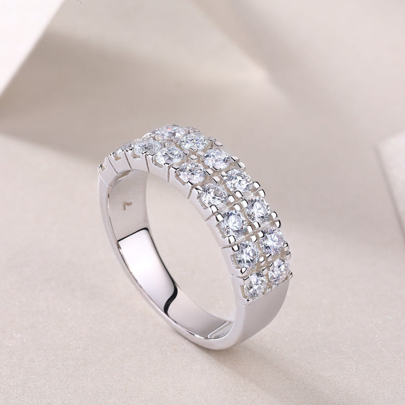 Classic Two-Row Pave Moissanite Ring

