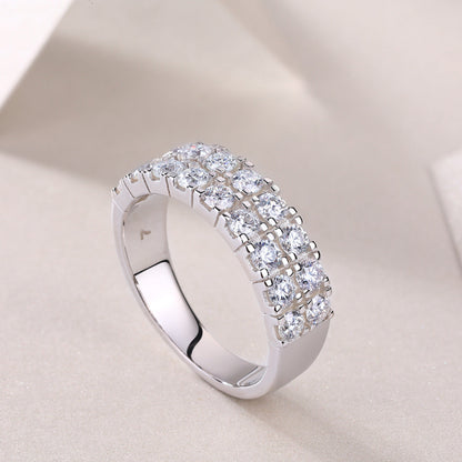 Classic Two-Row Pave Moissanite Ring

