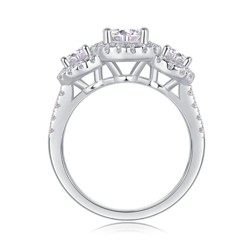 Unique Moissanite and CZ Halo Design Ring

