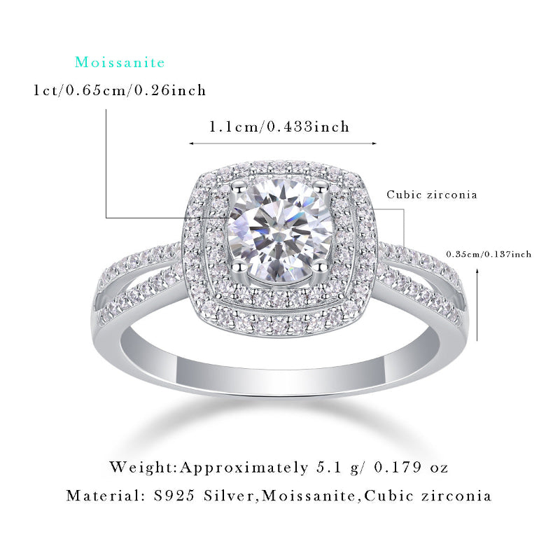 1 CT Moissanite Bridal Ring (0.65cm/0.26 inch center stone)

