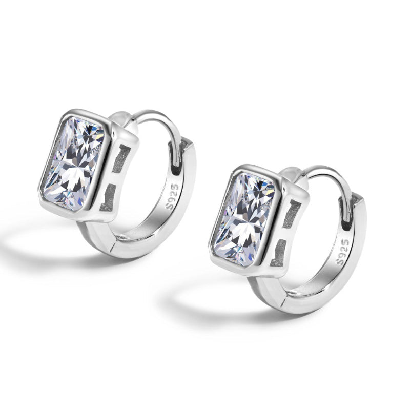 Square-Edge CZ Hoop Earrings

