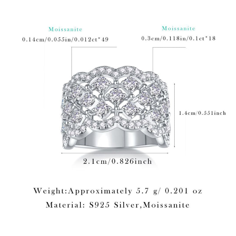 Multi-Row Moissanite S925 Silver Band

