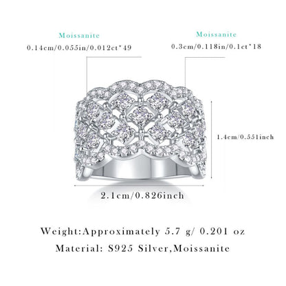 Multi-Row Moissanite S925 Silver Band

