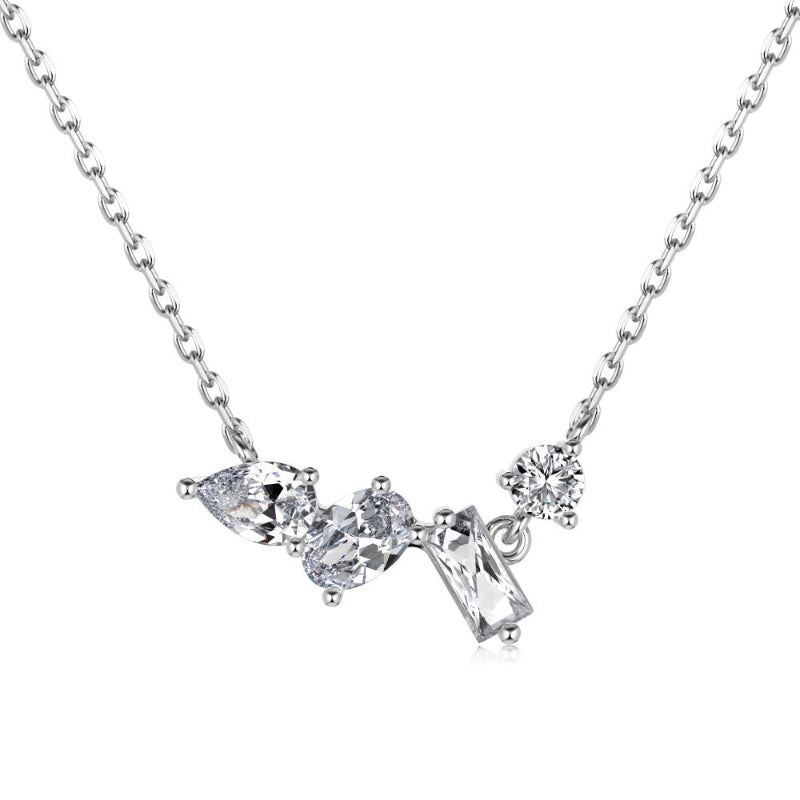 Versatile Silver Floating Crystal Cluster Necklace


