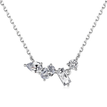 Versatile Silver Floating Crystal Cluster Necklace

