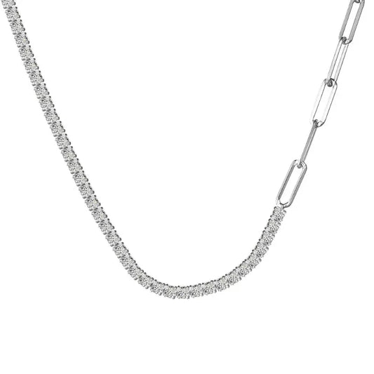 Paperclip Chain Zirconia Stone Tennis Jewelry Necklaces - JIMMY JEWELRY 01