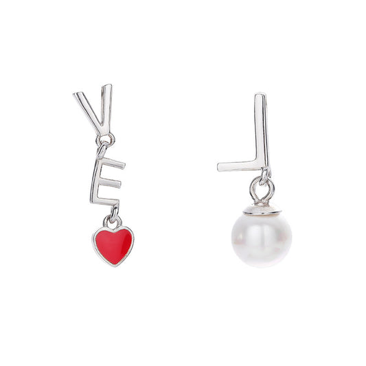 Mismatched Love and Pearl Studs

