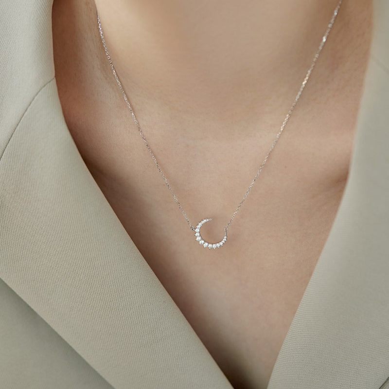 Glimmering Moon Outline Necklace

