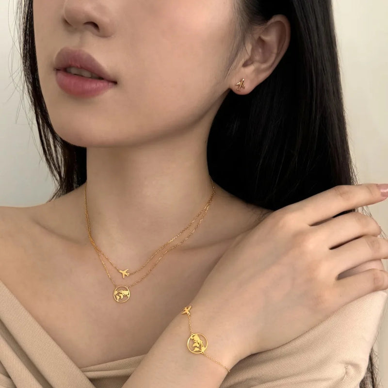 Little Gold Airplane Studs

