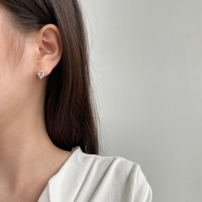 Modern Rectangle CZ Hoops


