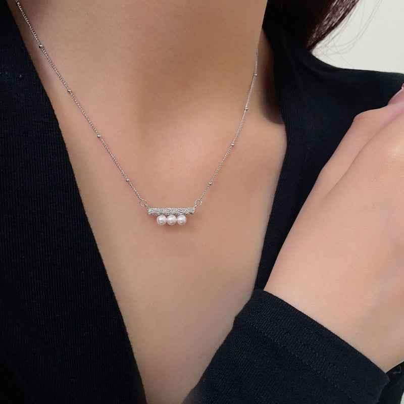 S925 Sterling Silver Pearl Textured Necklace - JIMMY JEWELRY 01