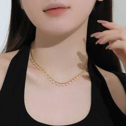Stationed Crystal Gold Choker

