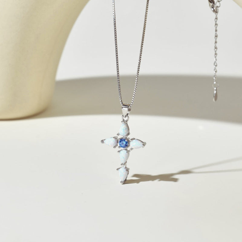 Captivating Crystal Opal Cross Pendant