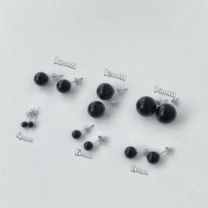 Black pearl earrings stud