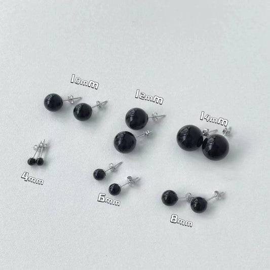 Black pearl earrings stud
