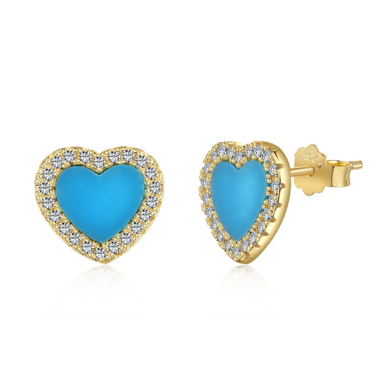 Sterling Silver Pave Heart Studs


