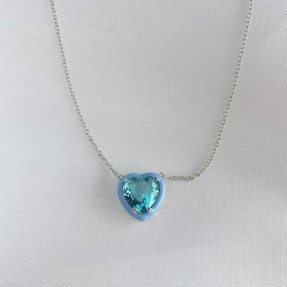 Blue Heart Enamel Necklace