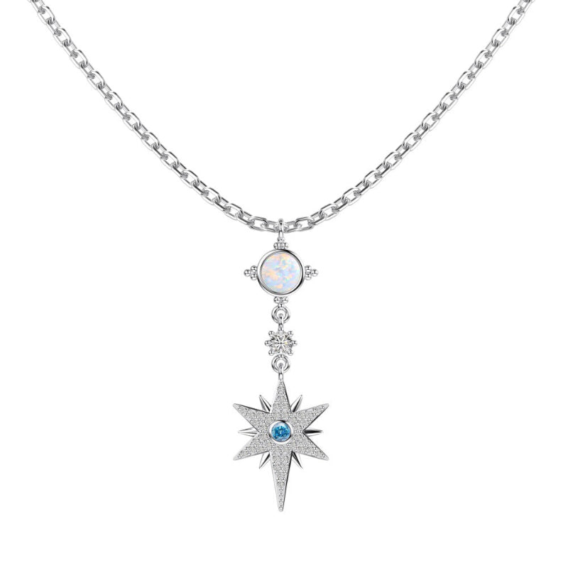 Cosmic Star & Opal Dangle Necklace

